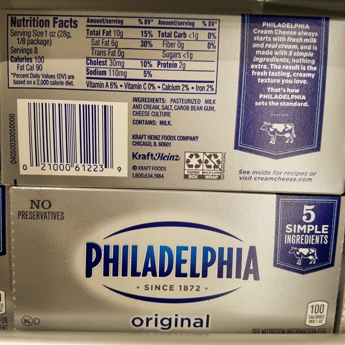 Philadelphia cheese nutrition facts