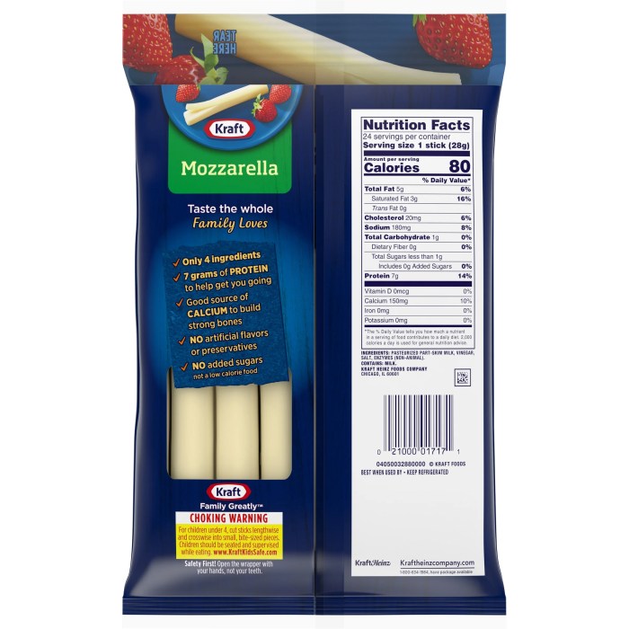 Kraft cheese sticks nutrition