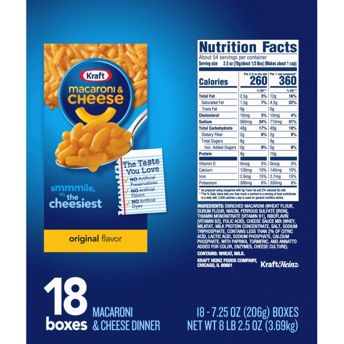 Kraft easy mac and cheese nutrition