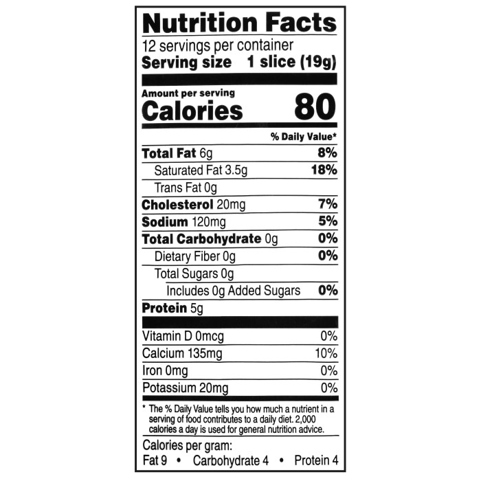 Cheddar cheese nutrition info