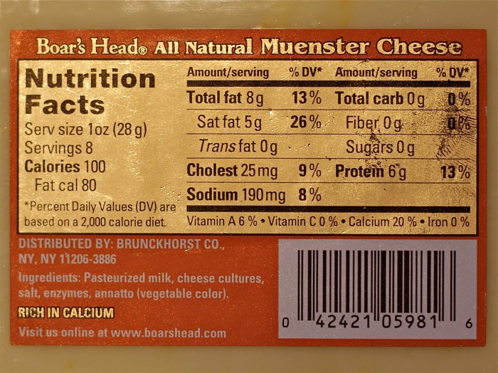 Muenster cheese nutrition facts